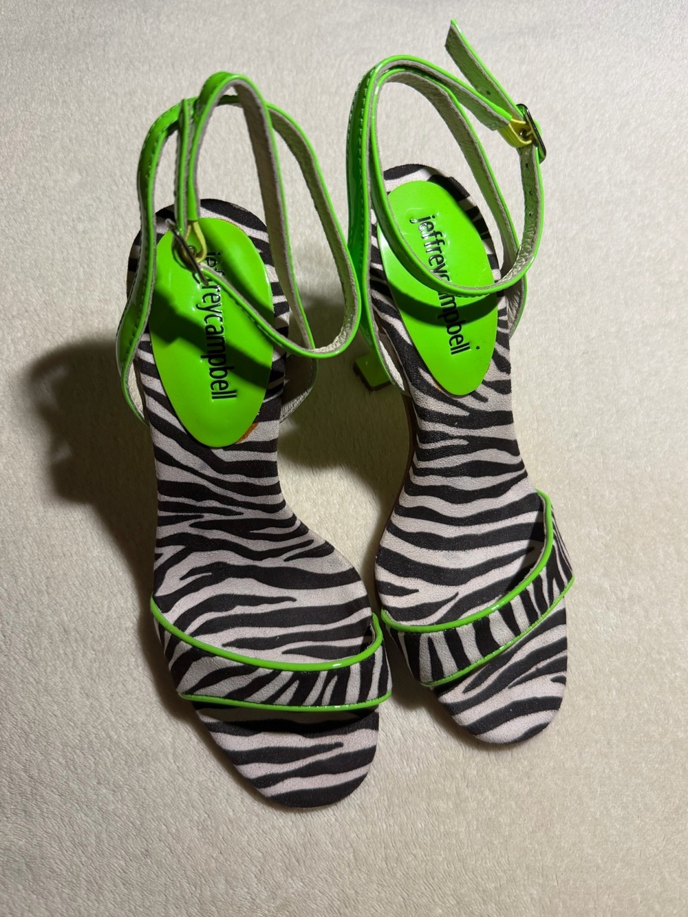 Jeffrey Campbell Angelic Zebra Lime Heels